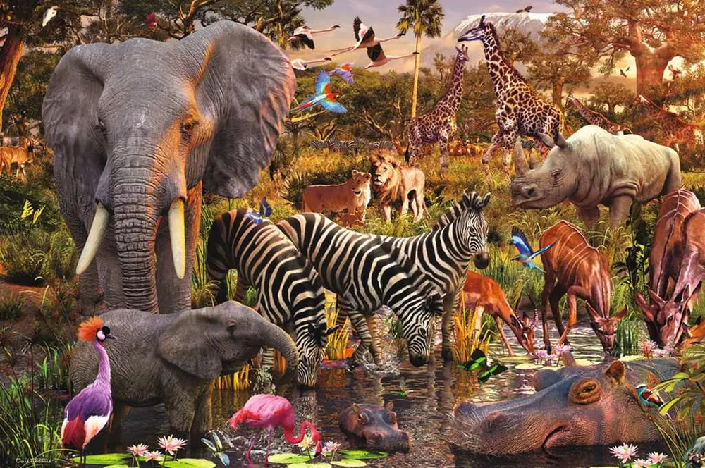 Savannah Jungle Waterhole | 🧩 Jigsaw Puzzle | Ravensburger